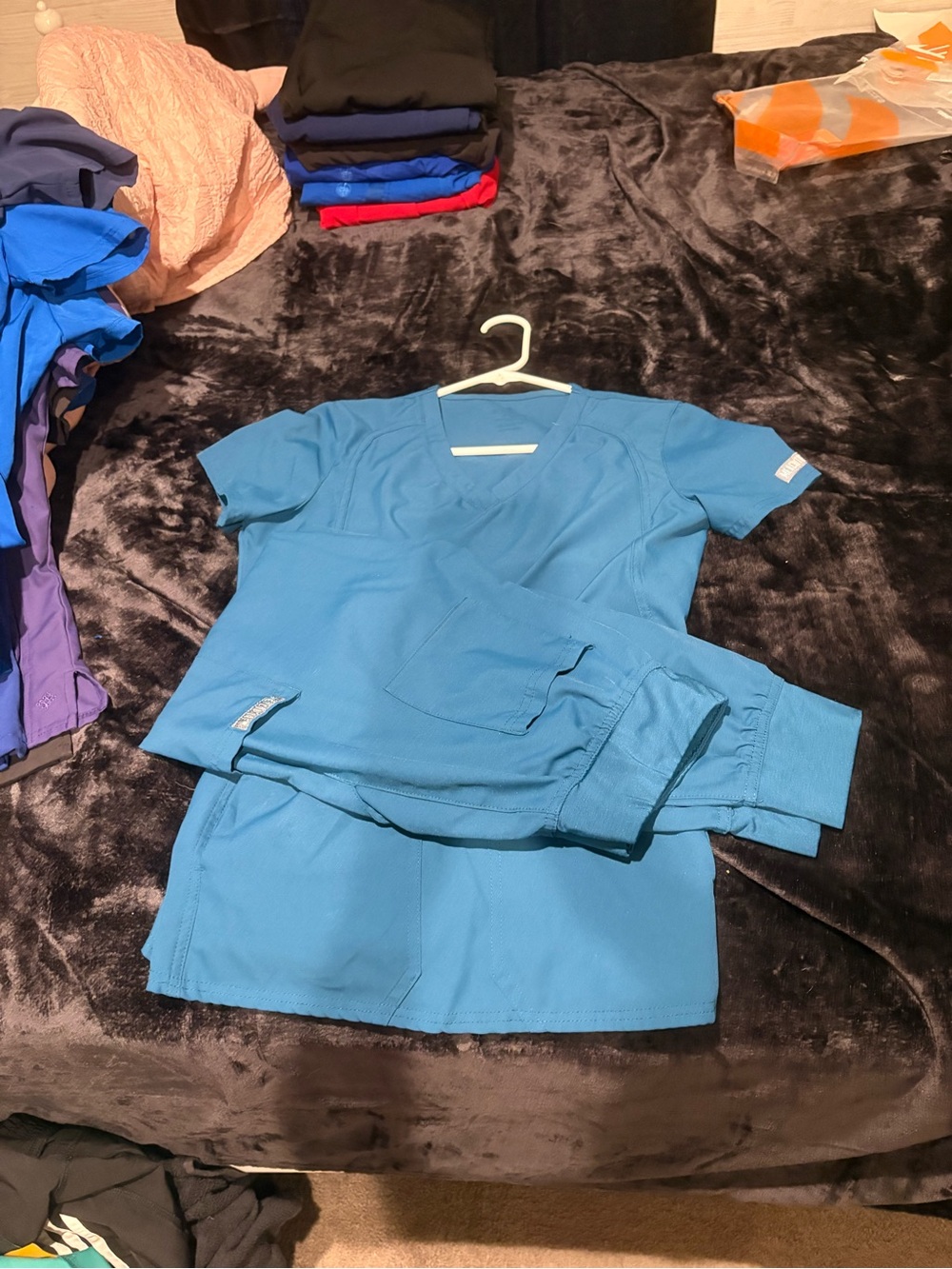 Med Couture Teal Blue Women's Scrub Top and Pants